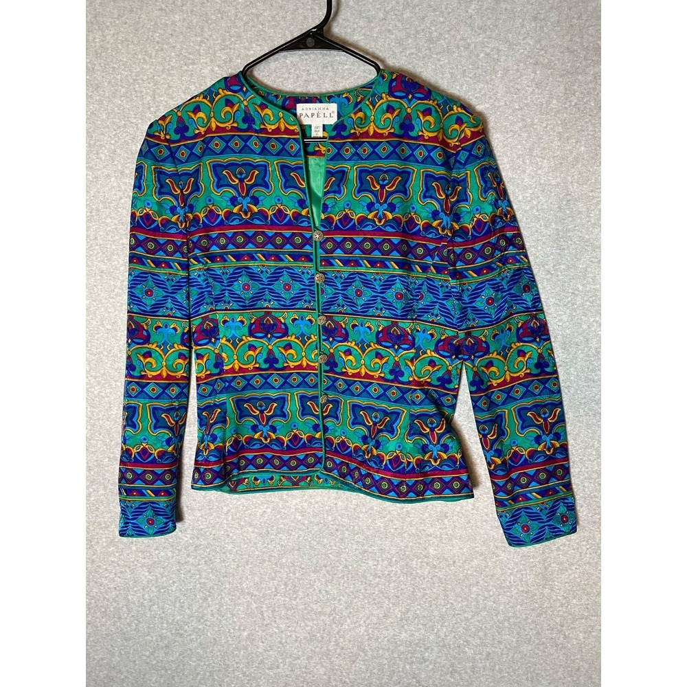 Adrianna Papell Top Silk Button Up Womens Size 6 Lightweight Floral